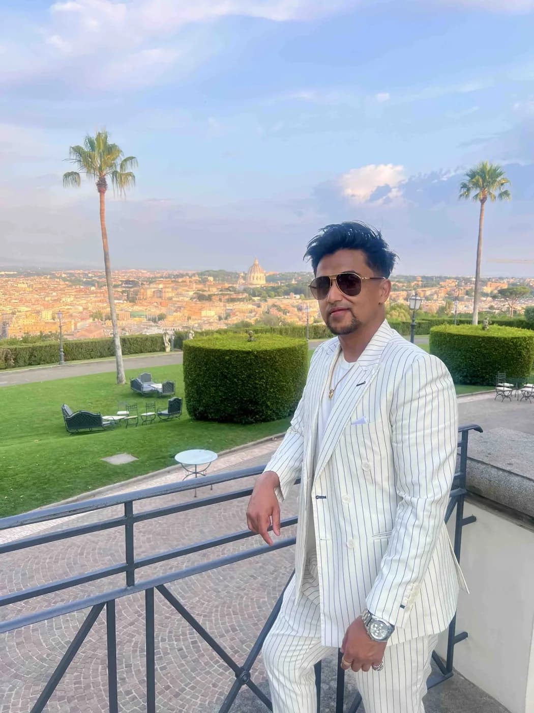 Nabeel on a terrace in Rome.